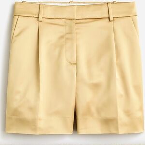 J Crew Pleated Suit Short In Tailored Satin in Golden Desert